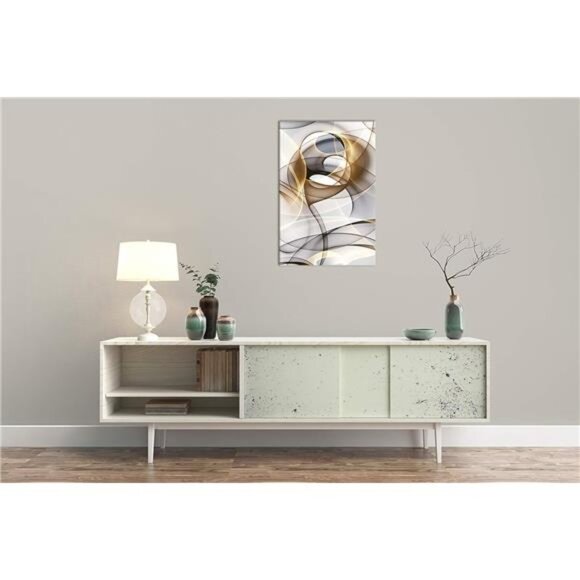 Abstract Wall Art Modern Abstract Wall Decor Gray & Gold Canvas Picture Painting - Picture 2 of 7